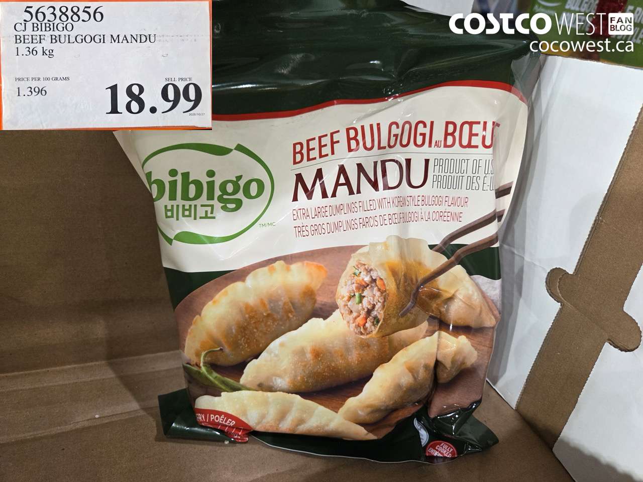 5638856 CJ BIBIGO BEEF BULGOGI MANDU 1.36 kg $18.99