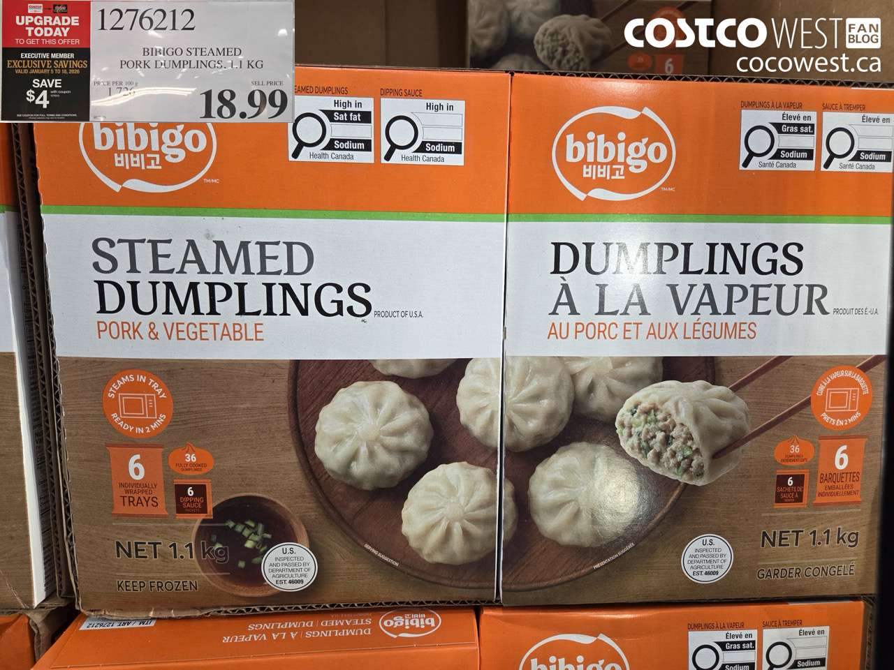 1276212 CJ BIBIGO PORK & VEG DUMPLINGS 1.1KG ($4.00 INSTANT SAVINGS EXPIRES ON 2026-01-18) $14.99