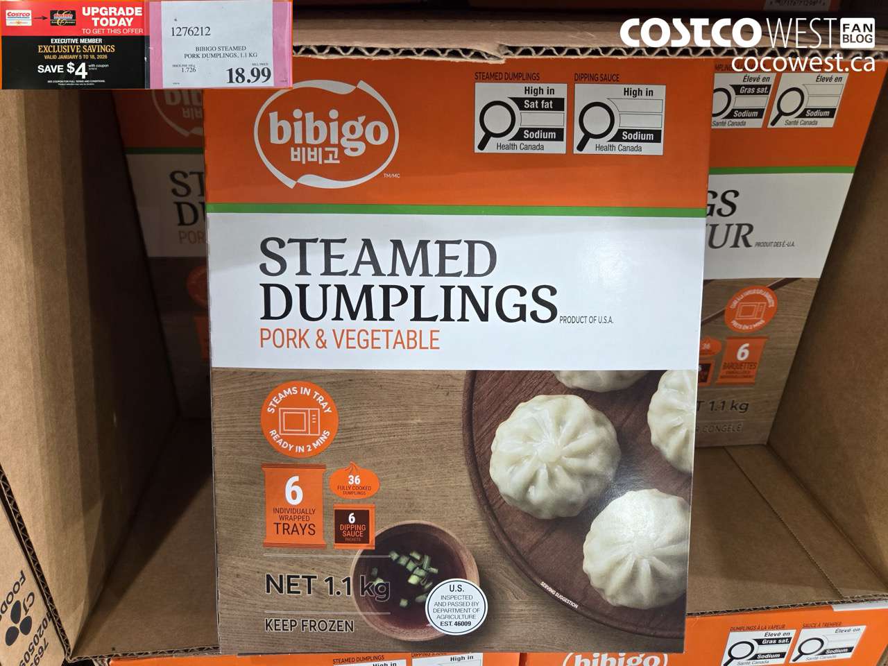1276212 CJ BIBIGO PORK & VEG DUMPLINGS 1.1KG ($4.00 INSTANT SAVINGS EXPIRES ON 2026-01-18) $14.99