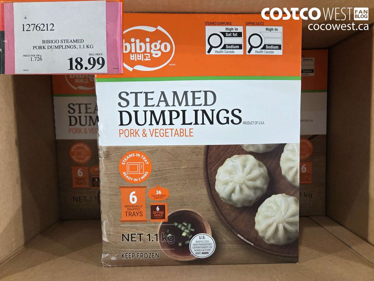 1276212 CJ BIBIGO PORK & VEG DUMPLINGS 1.1KG $18.99