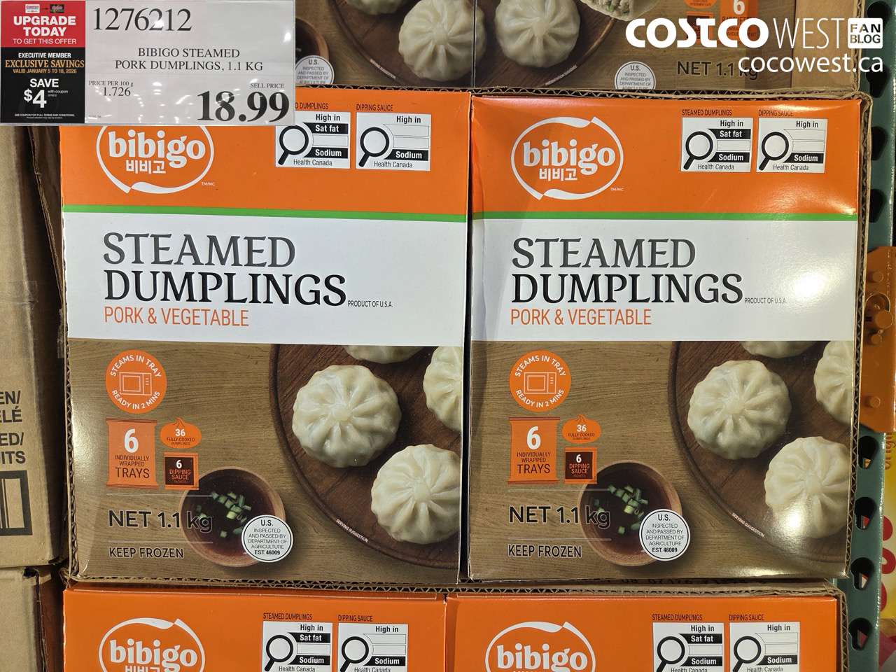 1276212 CJ BIBIGO PORK & VEG DUMPLINGS 1.1KG ($4.00 INSTANT SAVINGS EXPIRES ON 2026-01-18) $14.99