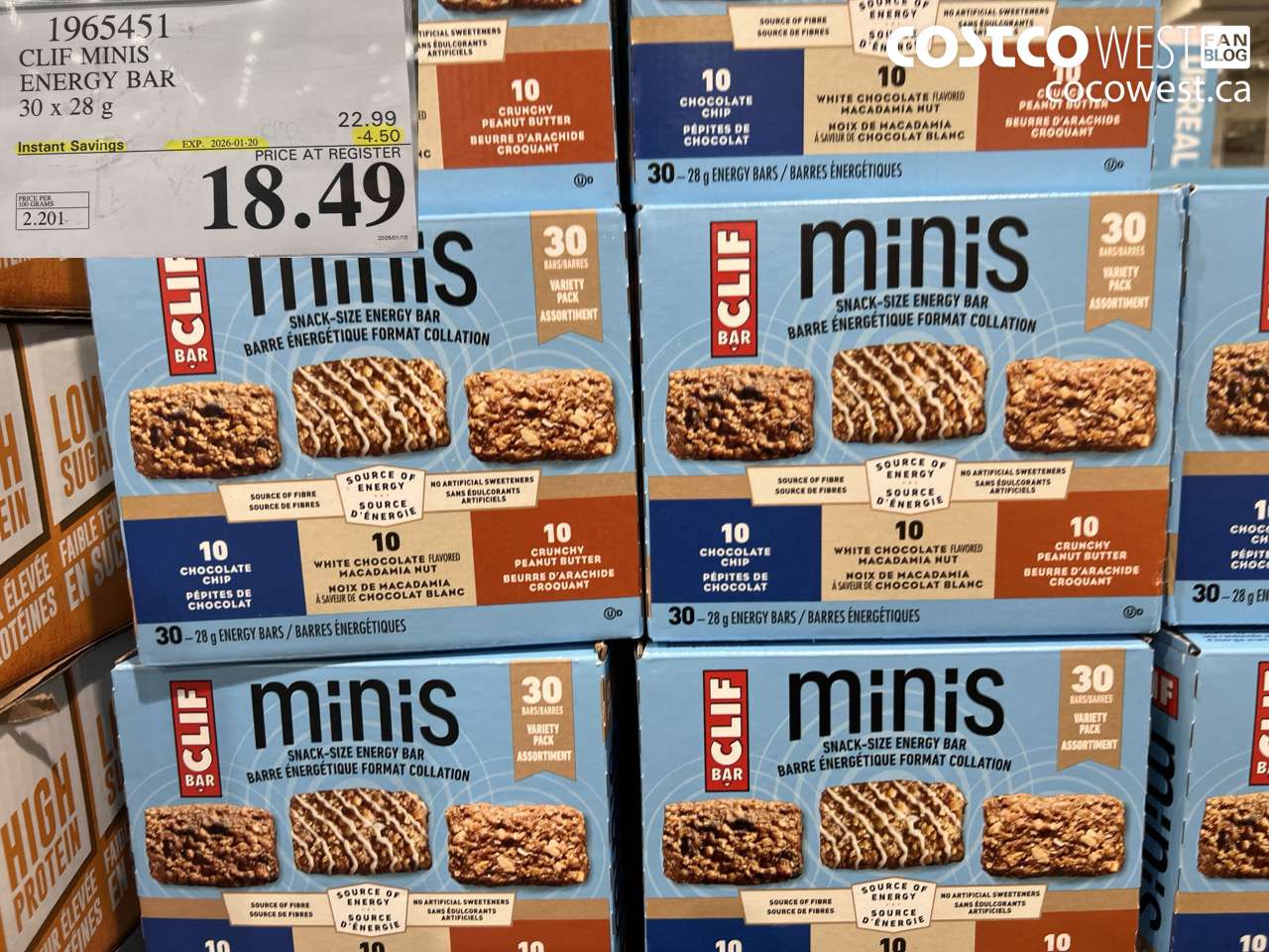 1965451 CLIF MINIS ENERGY BAR 30 x 28 g ($4.50 INSTANT SAVINGS EXPIRES ON 2026-01-20) $18.49