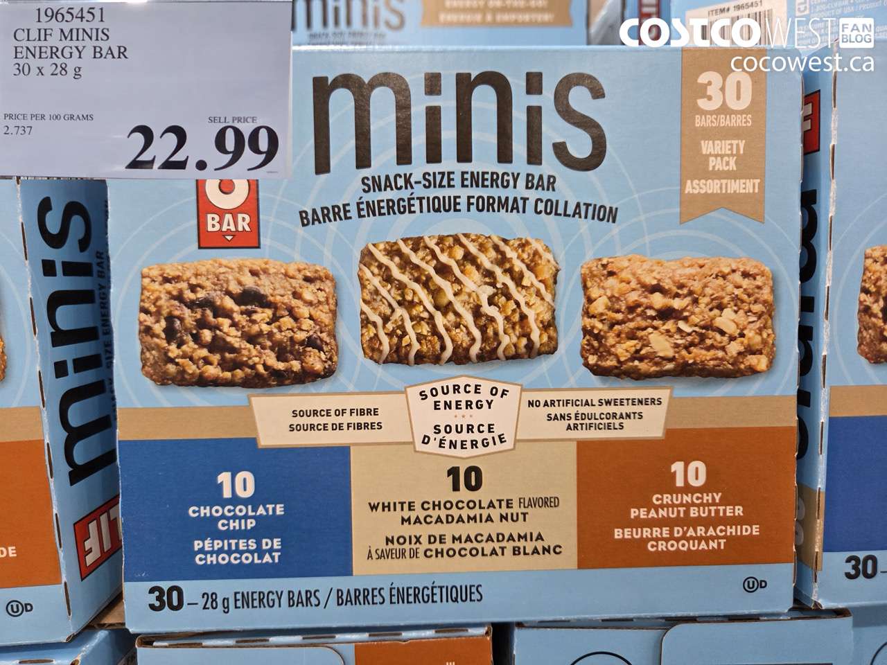 1965451 CLIF MINIS ENERGY BAR 30 x 28 g $22.99