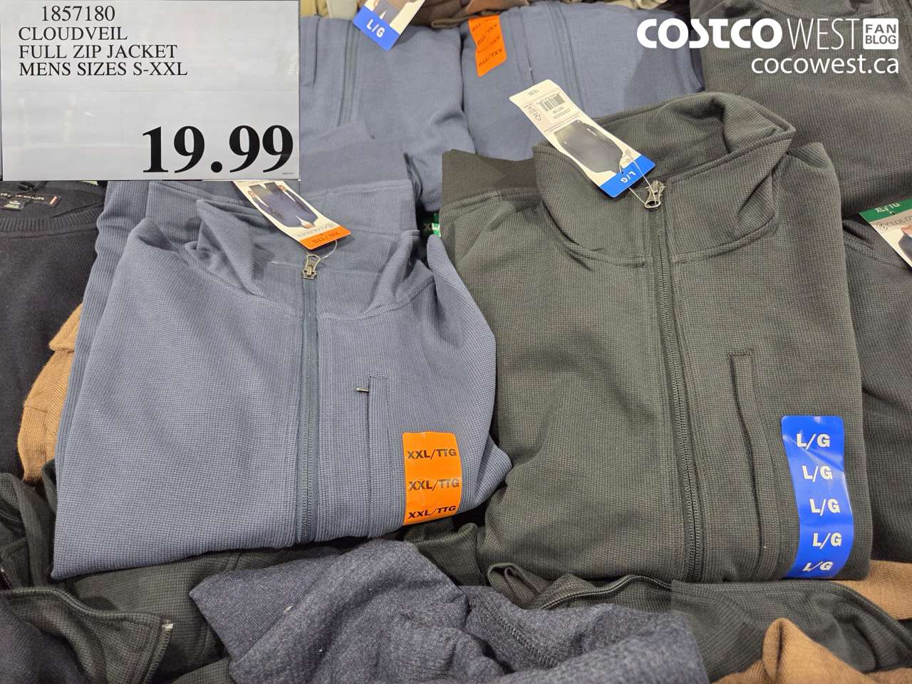 1857180 CLOUDVEIL FULL ZIP JACKET MENS SIZES S-XXL $19.99