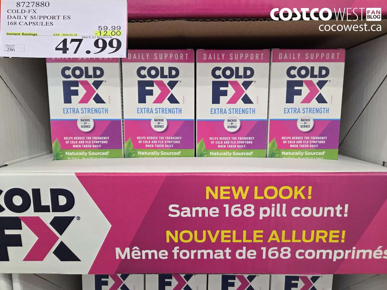 8727880 COLD-FX EXTRA STRENGTH DAILY DEFENSE 150 + 18 CAPSULES ($12.00 INSTANT SAVINGS EXPIRES ON 2026-01-18) $47.99