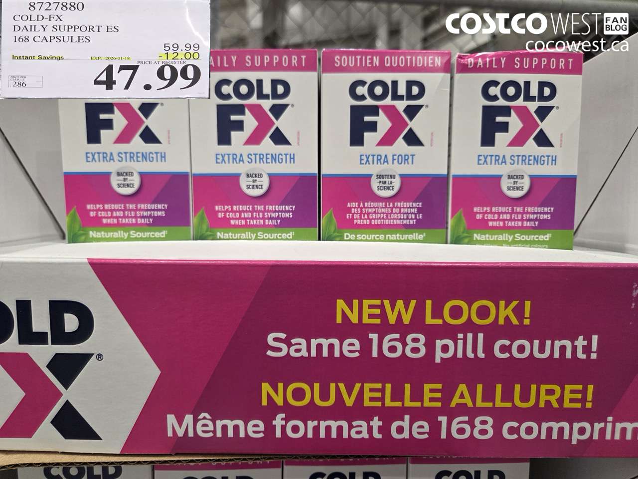 8727880 COLD-FX EXTRA STRENGTH DAILY DEFENSE 150 + 18 CAPSULES ($12.00 INSTANT SAVINGS EXPIRES ON 2026-01-18) $47.99