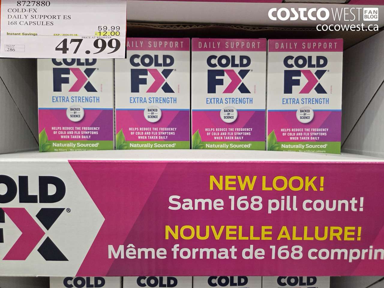 8727880 COLD-FX EXTRA STRENGTH DAILY DEFENSE 150 + 18 CAPSULES ($12.00 INSTANT SAVINGS EXPIRES ON 2026-01-18) $47.99