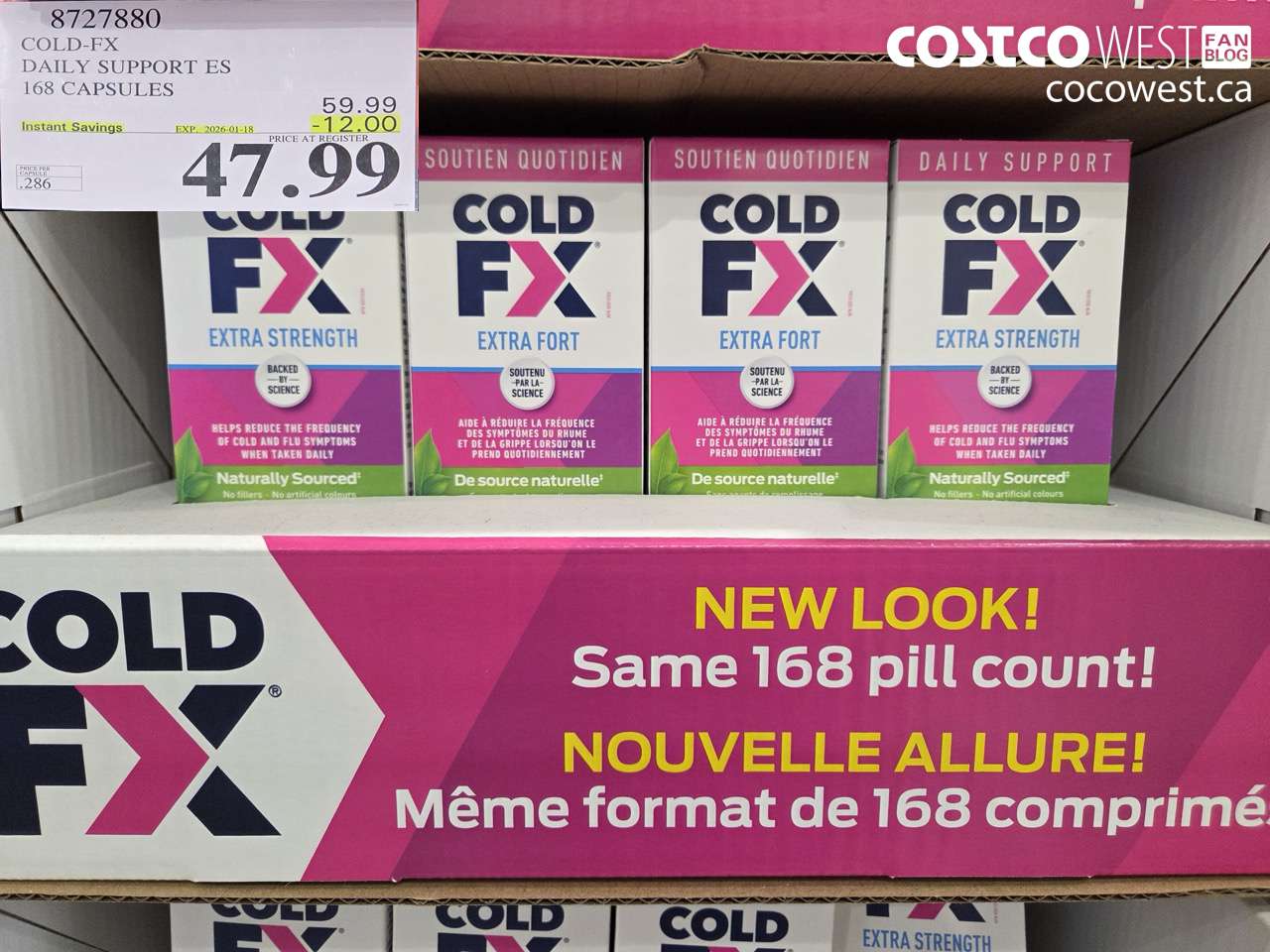 8727880 COLD-FX EXTRA STRENGTH DAILY DEFENSE 150 + 18 CAPSULES ($12.00 INSTANT SAVINGS EXPIRES ON 2026-01-18) $47.99