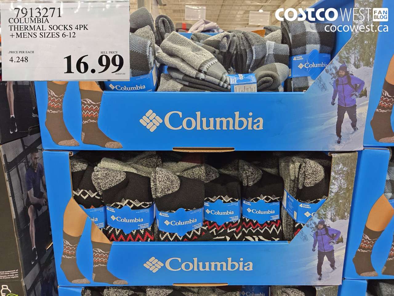 7913271 COLUMBIA THERMAL SOCKS 4PK MENS SIZES 6-12 $16.99