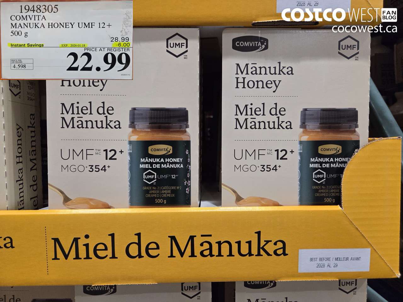 1948305 COMVITA MANUKA HONEY UMF 12+ 500 g ($6.00 INSTANT SAVINGS EXPIRES ON 2026-01-18) $22.99
