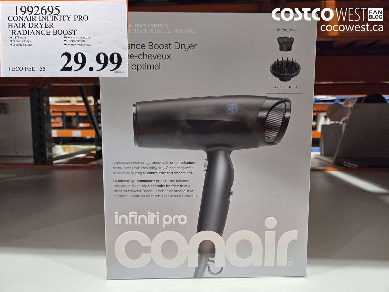 1992695 CONAIR INFINITY PRO HAIR DRYER RADIANCE BOOST $29.99