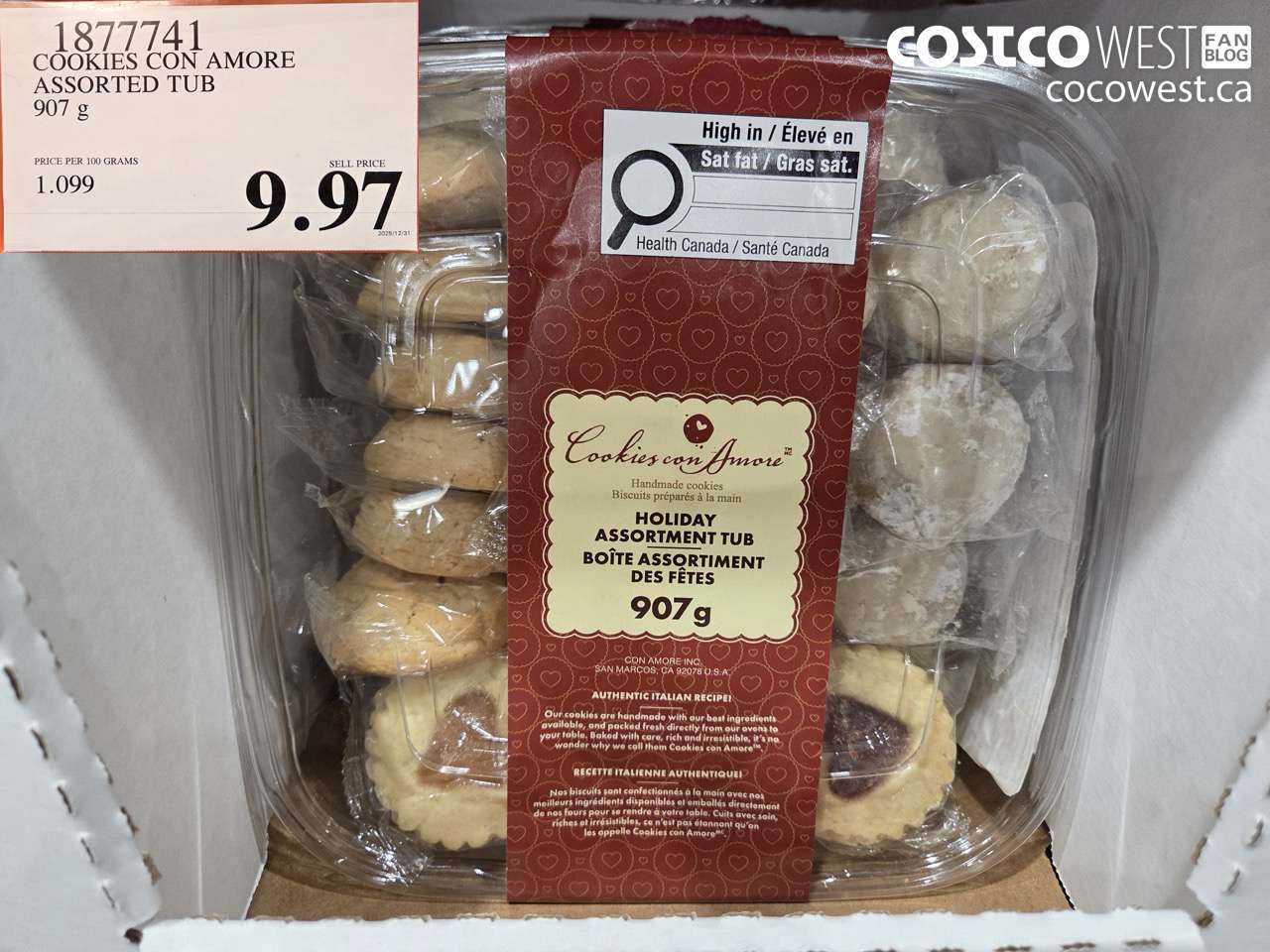 1877741 COOKIES CON AMORE ASSORTED TUB 907 g $9.97