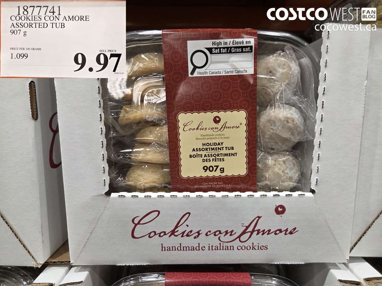 1877741 COOKIES CON AMORE ASSORTED TUB 907 g $9.97