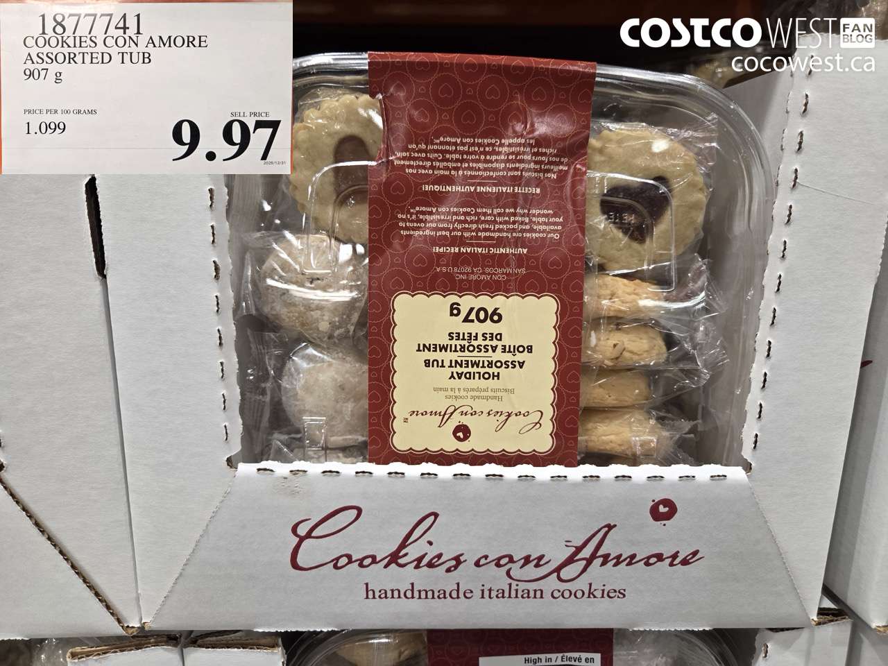 1877741 COOKIES CON AMORE ASSORTED TUB 907 g $9.97