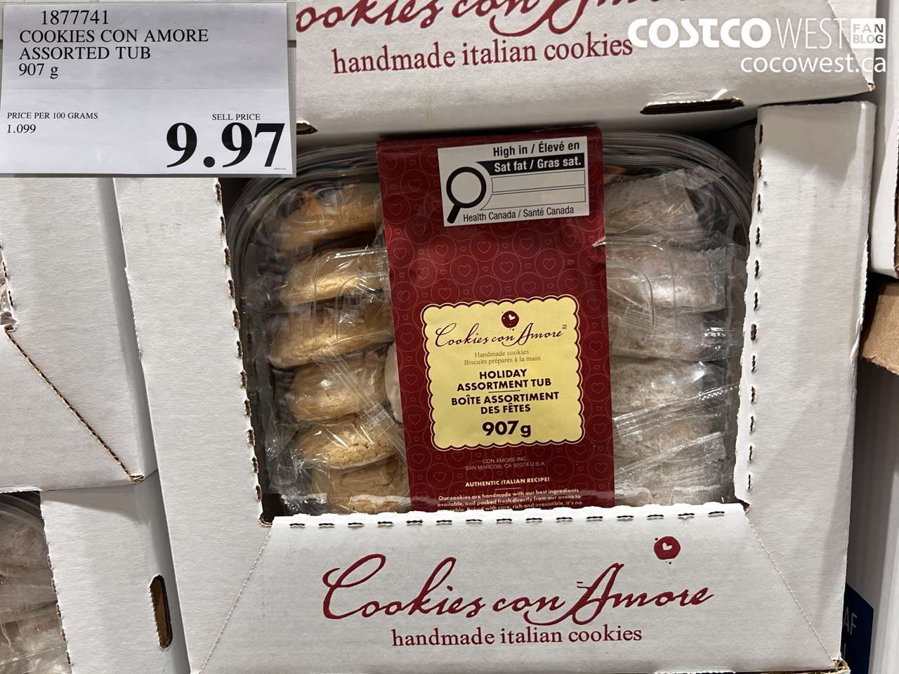 1877741 COOKIES CON AMORE ASSORTED TUB 907 g $9.97