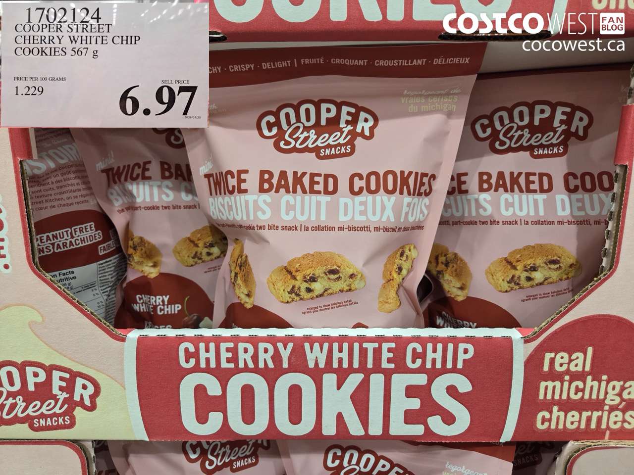 1702124 COOPER STREET CHERRY WHITE CHIP COOKIES 567G $6.97