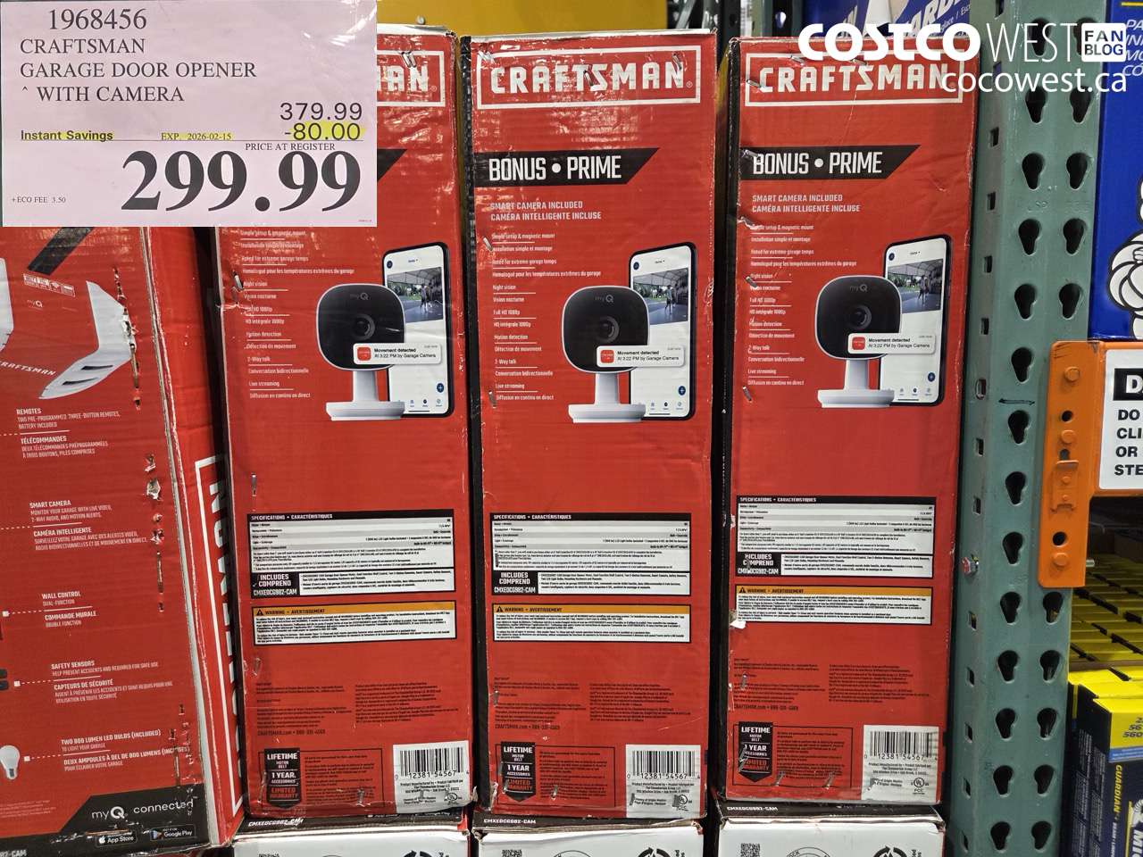 1968456 CRAFTSMAN 1 1/4 HP SMART GARAGE DOOR OPENER ($80.00 INSTANT SAVINGS EXPIRES ON 2026-02-15) $299.99