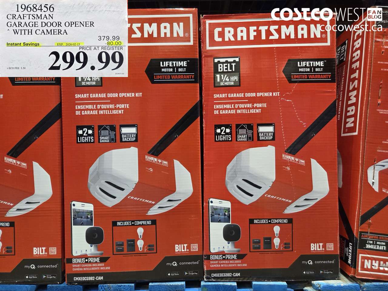 1968456 CRAFTSMAN 1 1/4 HP SMART GARAGE DOOR OPENER ($80.00 INSTANT SAVINGS EXPIRES ON 2026-02-15) $299.99