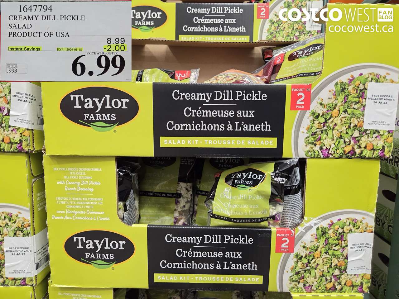 1647794 CREAMY DILL PICKLE SALAD KIT 2 PACK PRODUCT OF USA ($2.00 INSTANT SAVINGS EXPIRES ON 2026-01-18) $6.99