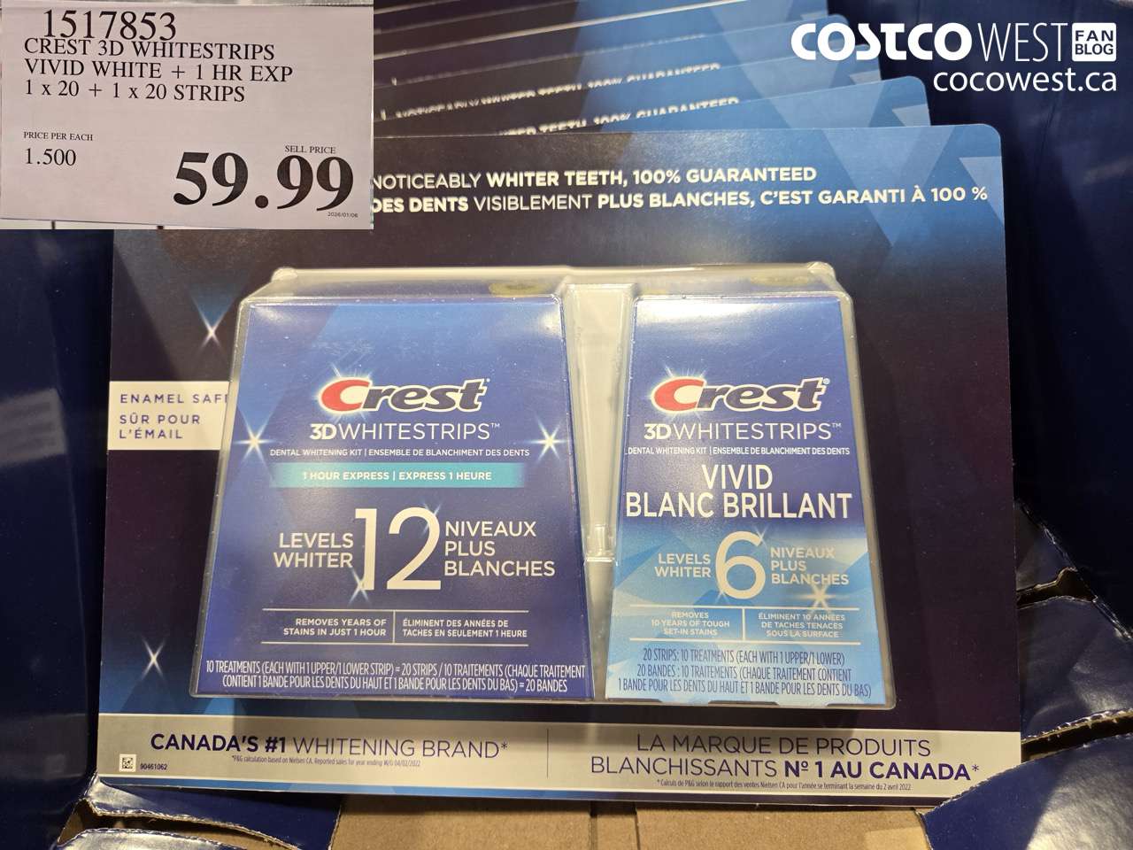 1517853 CREST 3D WHITESTRIPS VIVID WHITE + 1 HR EXP 1 x 20 + 1 x 20 STRIPS $59.99