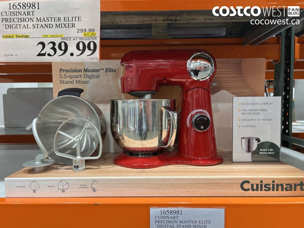 1658981 CUISINART PRECISION MASTER DIGITAL STAND MIXER ($60.00 INSTANT SAVINGS EXPIRES ON 2026-01-25) $239.99