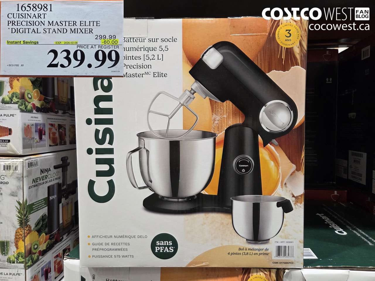 1658981 CUISINART PRECISION MASTER DIGITAL STAND MIXER ($60.00 INSTANT SAVINGS EXPIRES ON 2026-02-08) $239.99
