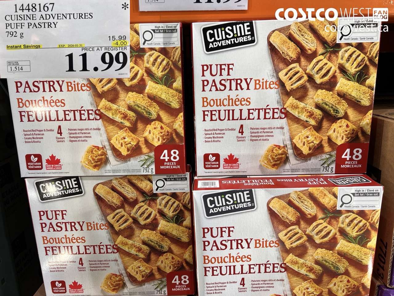 1448167 CUISINE ADVENTURES PUFF PASTRY 792G ($4.00 INSTANT SAVINGS EXPIRES ON 2026-01-31) $11.99