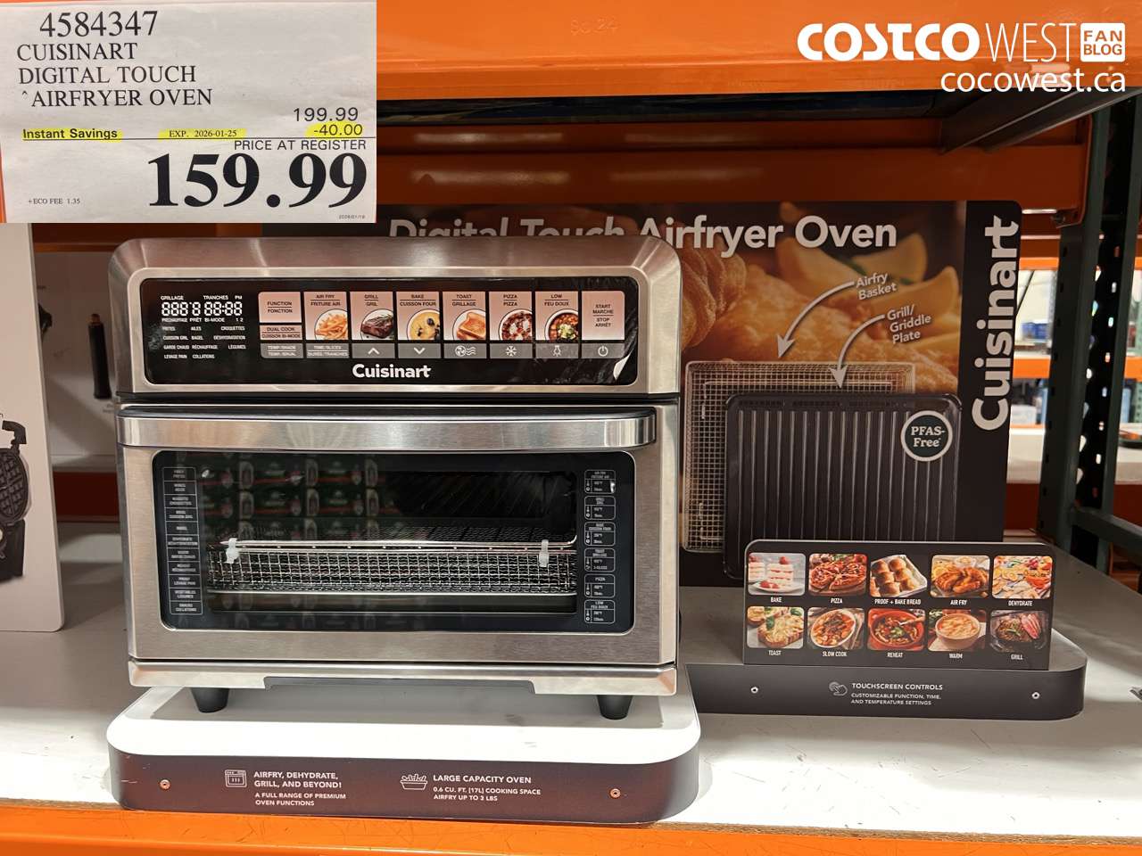 4584347 CUSINART DIGITAL TOUCH AIRFRYER OVEN ($40.00 INSTANT SAVINGS EXPIRES ON 2026-01-25) $159.99