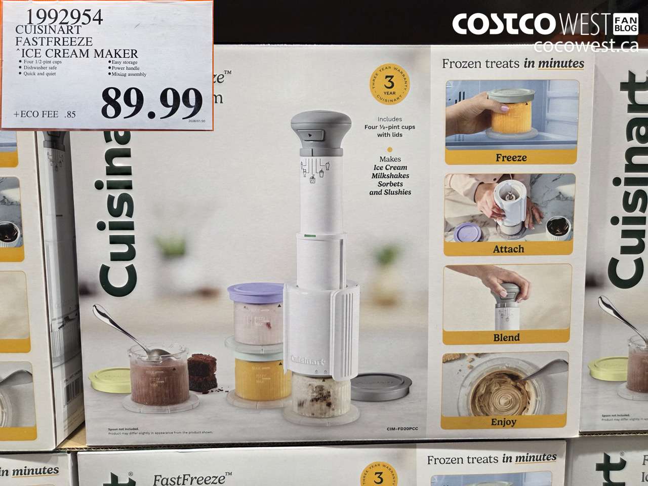 1992954 CUSINART FASTFREEZE ICE CREAM MAKER $89.99