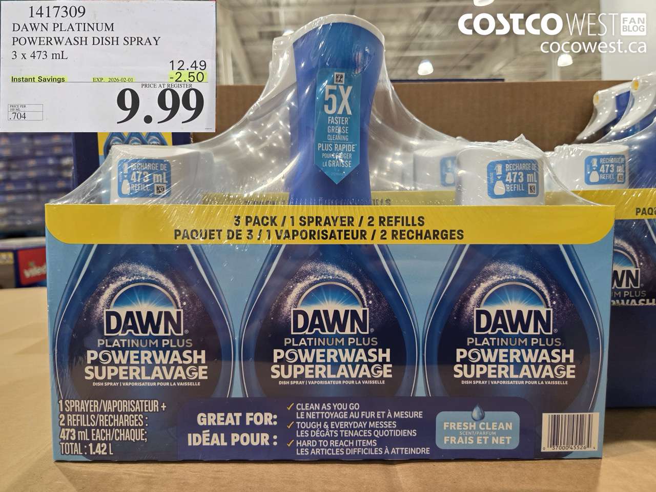 1417309 DAWN POWERWASH DISHWASHING DETERGENT 3 x 473 mL ($2.50 INSTANT SAVINGS EXPIRES ON 2026-02-01) $9.99