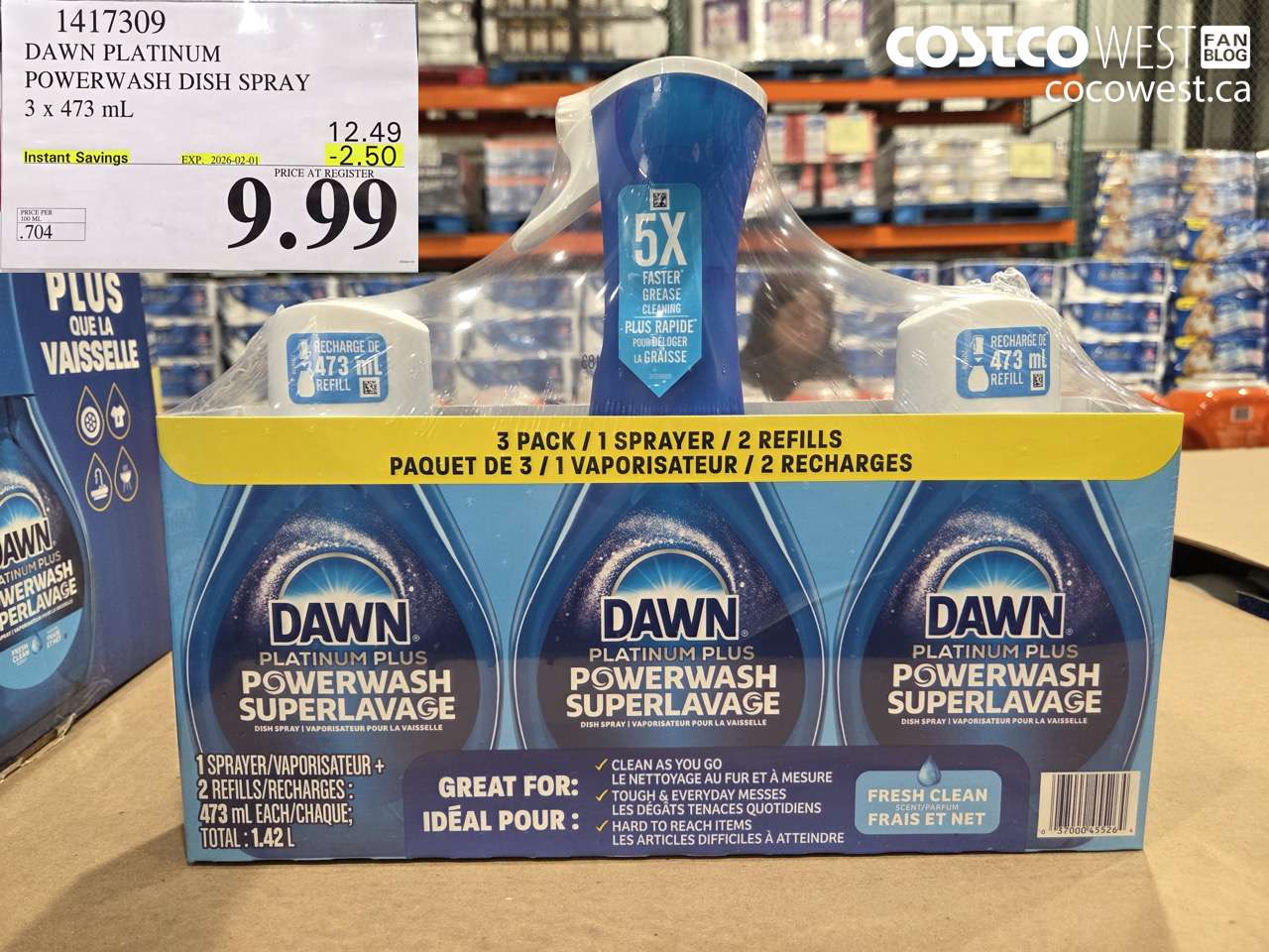 1417309 DAWN POWERWASH DISHWASHING DETERGENT 3 x 473 mL ($2.50 INSTANT SAVINGS EXPIRES ON 2026-02-01) $9.99