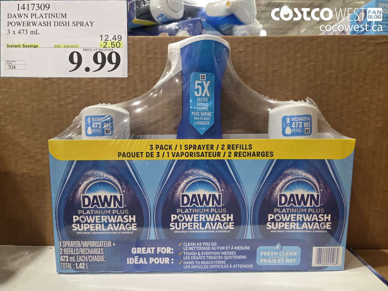 1417309 DAWN POWERWASH DISHWASHING DETERGENT 3 x 473 mL ($2.50 INSTANT SAVINGS EXPIRES ON 2026-02-01) $9.99