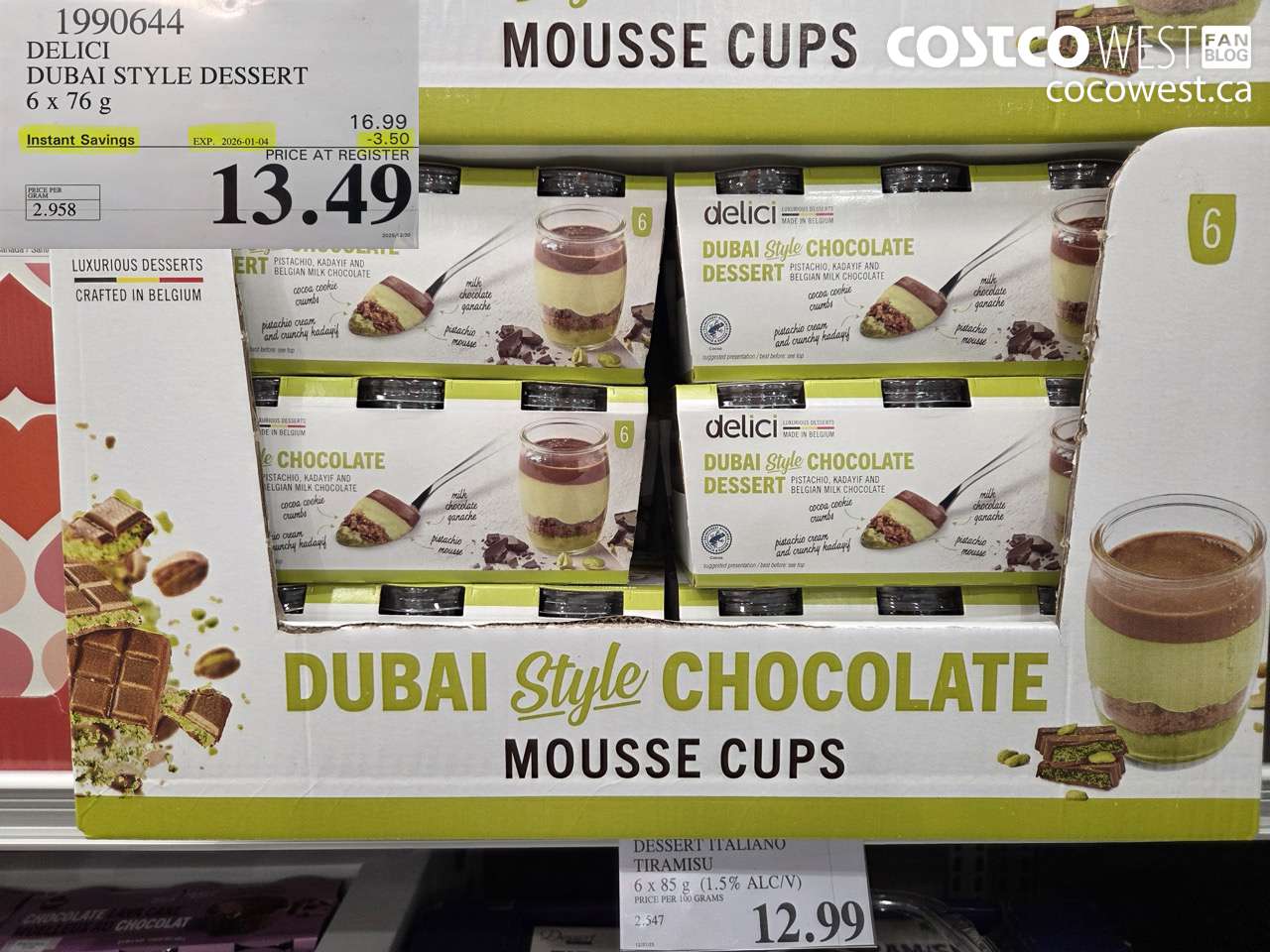 1990644 DELICI DUBAI STYLE DESSERT 6 X 76G ($3.50 INSTANT SAVINGS EXPIRES ON 2026-01-04) $13.49