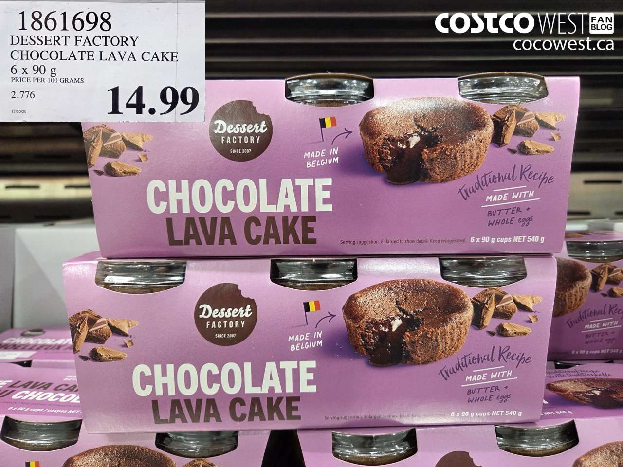 1861698 DESSERT FACTORY CHOCOLATE LAVA CAKE 6 X 90G $14.99