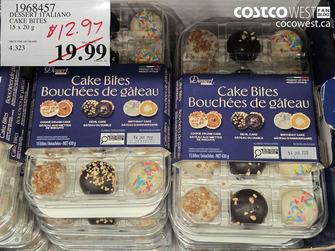 1968457 DESSERT ITALIANO CAKE BITES 15 x 20 g $12.97