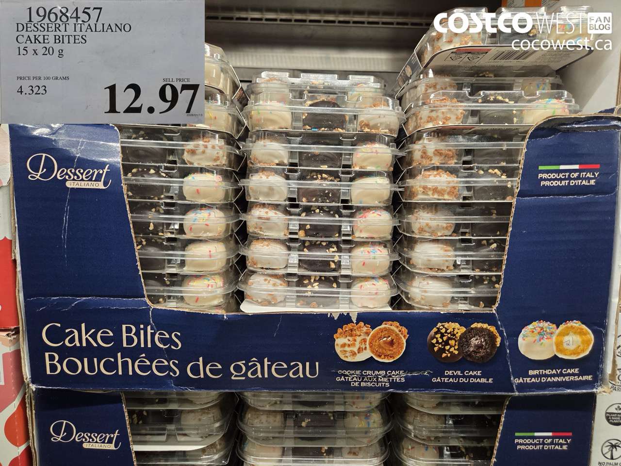 1968457 DESSERT ITALIANO CAKE BITES 15 x 20 g $12.97