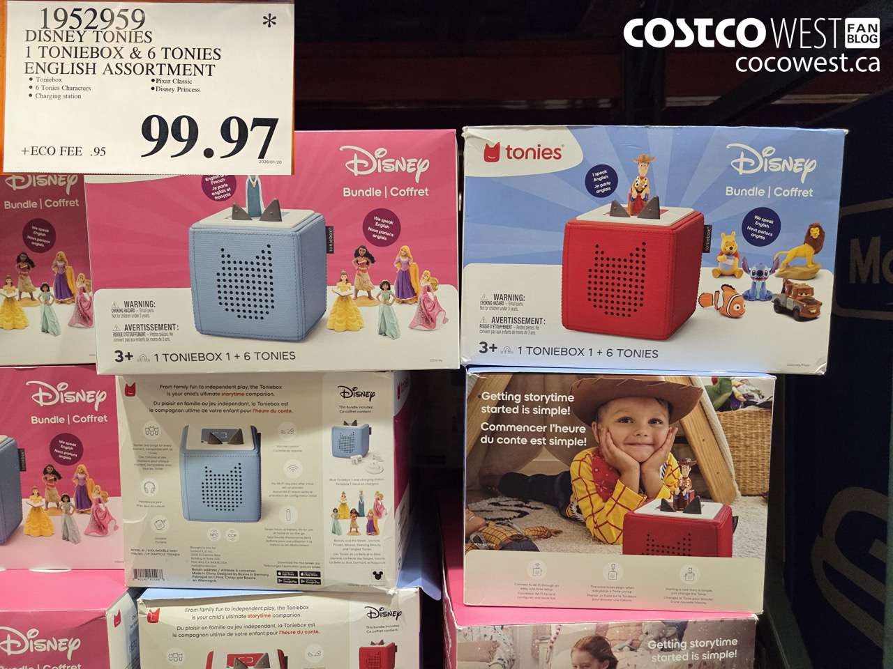 1952959 DISNEY TONIES 1 TONIEBOX & 6 TONIES ENGLISH ASSORTMENT $99.97