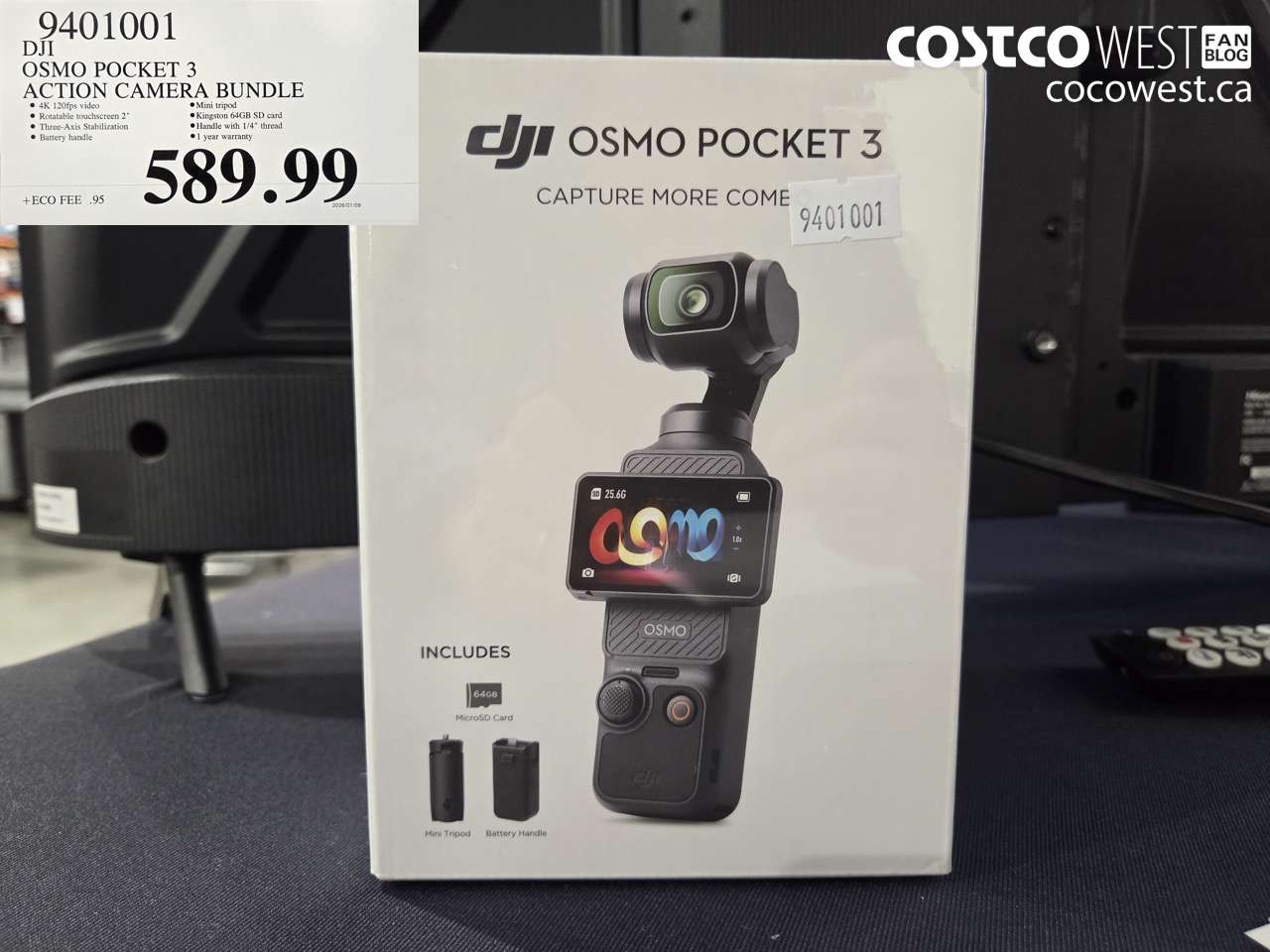 9401001 DJI OSMO POCKET 3 BUNDLE $589.99