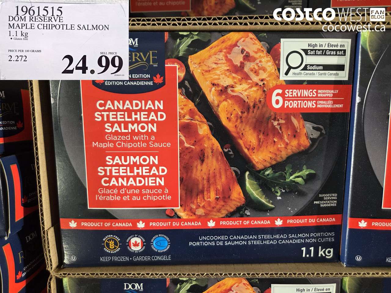 1961515 DOM RESERVE MAPLE CHIPOTLE SALMON 1.1KG $24.99