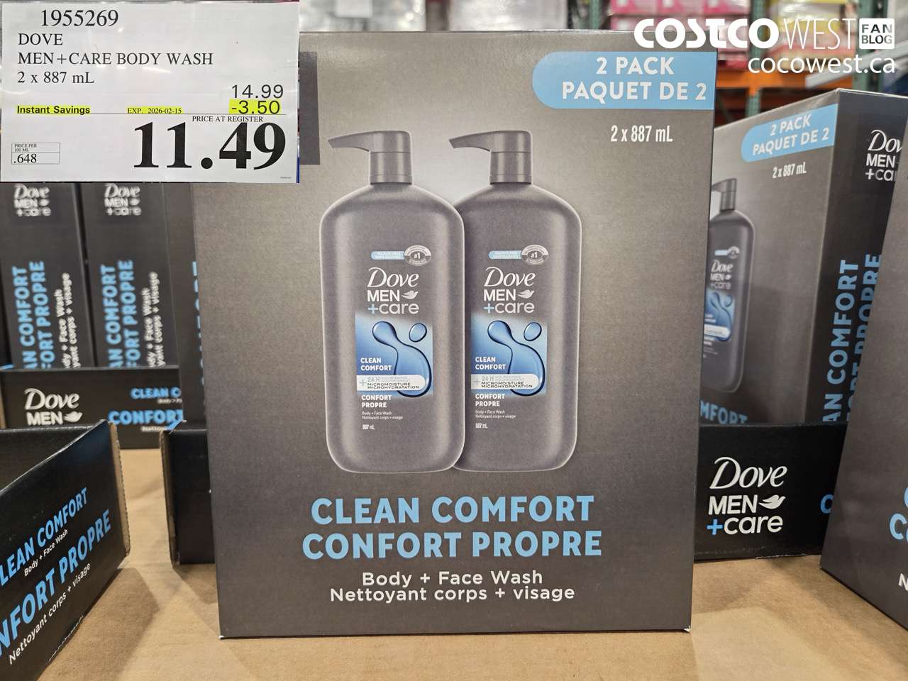 1955269 DOVE MEN+ CARE BODY WASH 2 X 887ML ($3.50 INSTANT SAVINGS EXPIRES ON 2026-02-15) $11.49