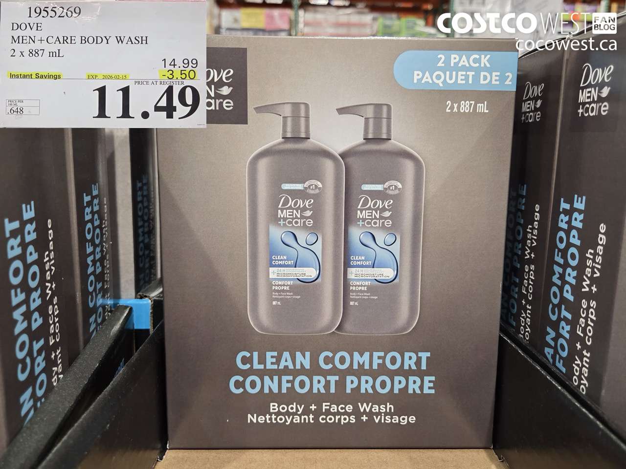 1955269 DOVE MEN+ CARE BODY WASH 2 X 887ML ($3.50 INSTANT SAVINGS EXPIRES ON 2026-02-15) $11.49