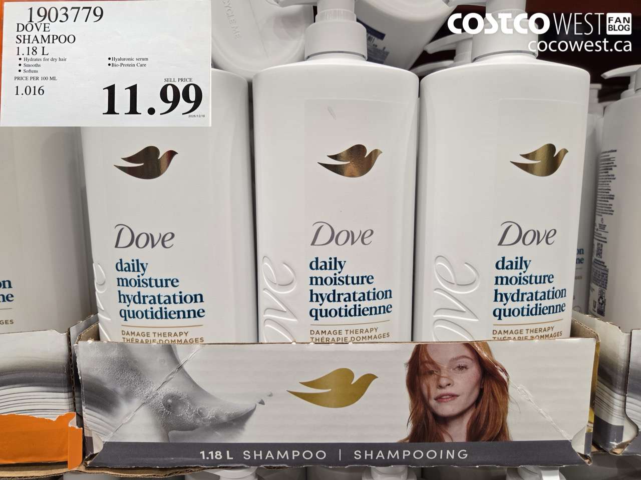 1903779 DOVE SHAMPOO 1.18L $11.99