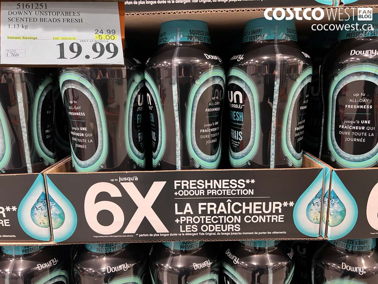 5161251 DOWNY UNSTOPPABLES IN-WASH SCENT BOOSTER 1131 g ($5.00 INSTANT SAVINGS EXPIRES ON 2026-02-15) $19.99