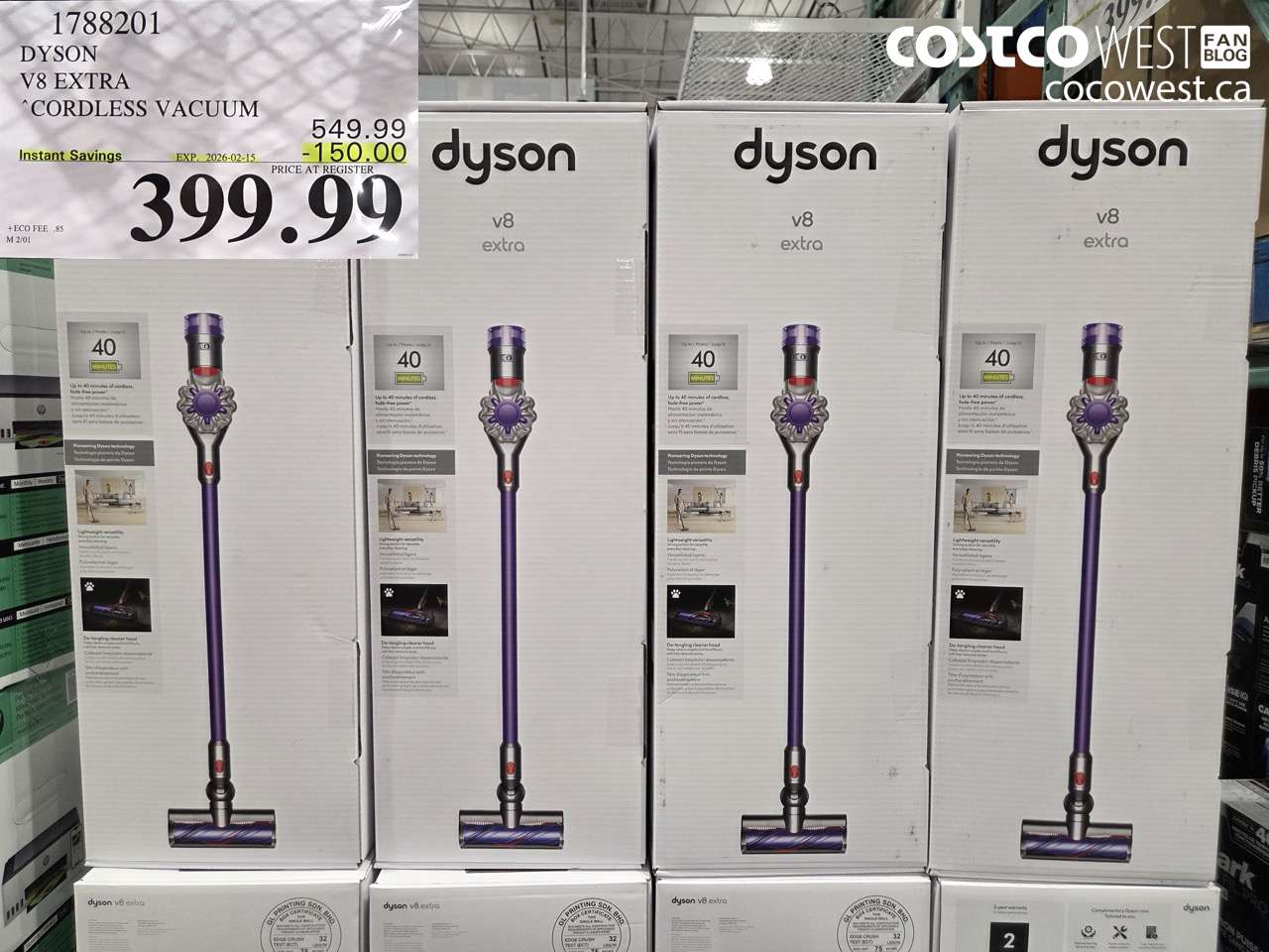 1788201 DYSON V8 EXTRA CORDLESS VACUUM ($150.00 INSTANT SAVINGS EXPIRES ON 2026-02-15) $399.99