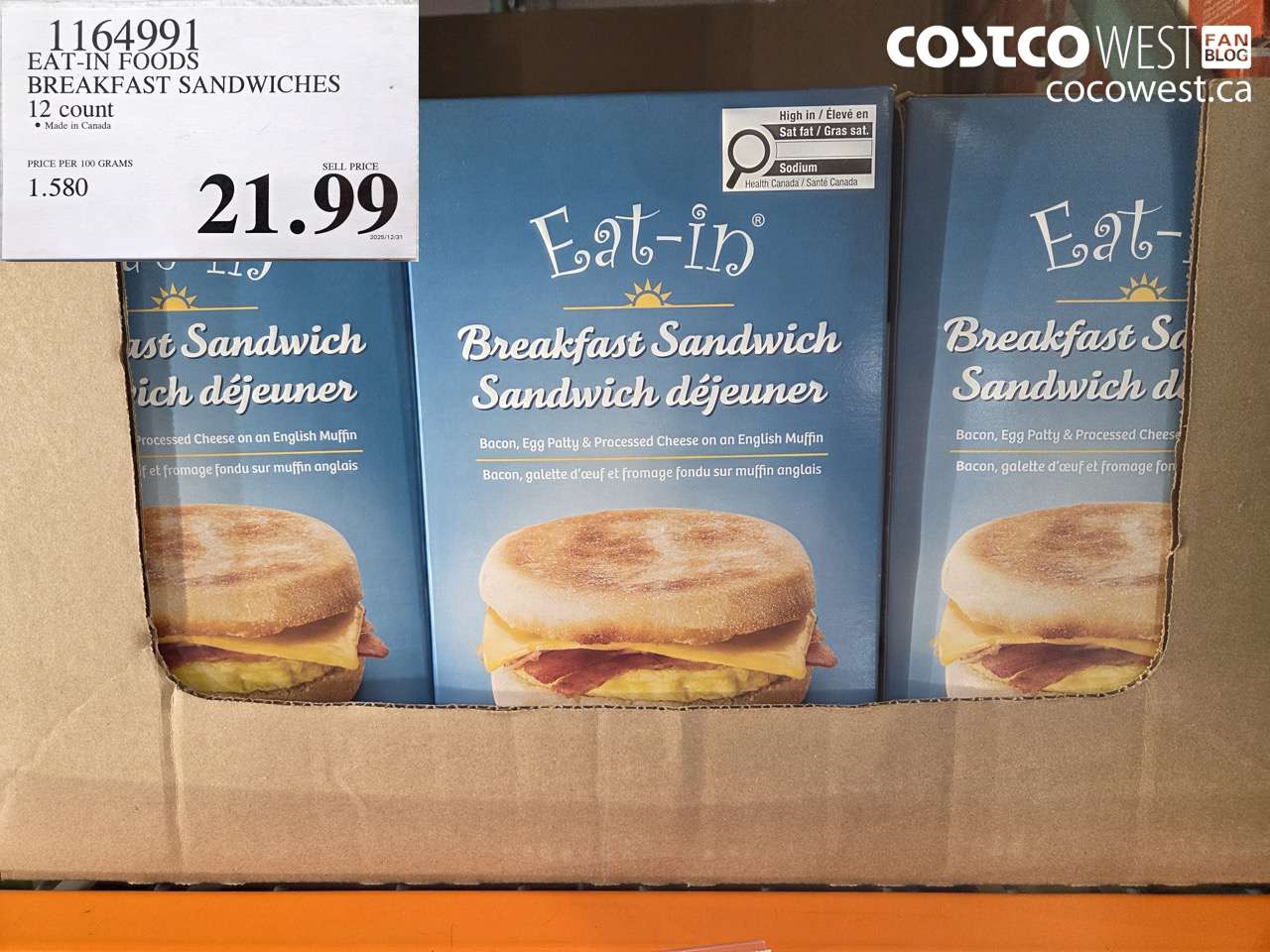 1164991 EAT-IN FOODS BREAKFAST SANDWICHES 12 COUNT $21.99