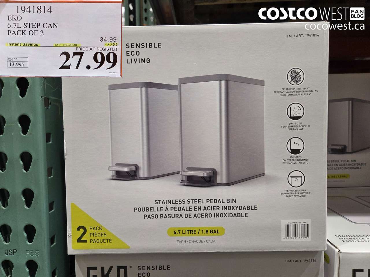 1941814 EKO 6.7L STEP CAN PACK OF 2 ($7.00 INSTANT SAVINGS EXPIRES ON 2026-01-18) $27.99