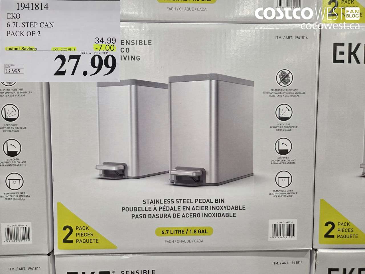 1941814 EKO 6.7L STEP CAN PACK OF 2 ($7.00 INSTANT SAVINGS EXPIRES ON 2026-01-18) $27.99