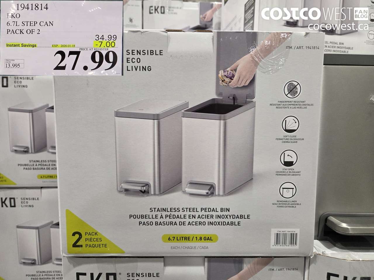 1941814 EKO 6.7L STEP CAN PACK OF 2 ($7.00 INSTANT SAVINGS EXPIRES ON 2026-01-18) $27.99