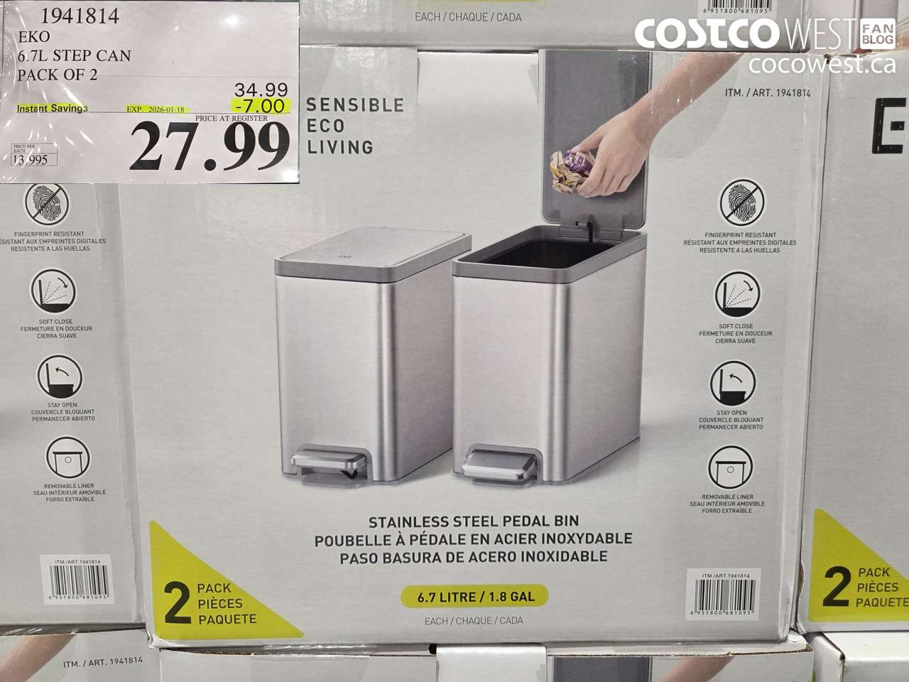 1941814 EKO 6.7L STEP CAN PACK OF 2 ($7.00 INSTANT SAVINGS EXPIRES ON 2026-01-18) $27.99