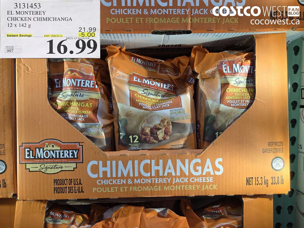 3131453 EL MONTEREY CHICKEN CHIMICHANGA 12 X 142G ($5.00 INSTANT SAVINGS EXPIRES ON 2026-01-11) $16.99